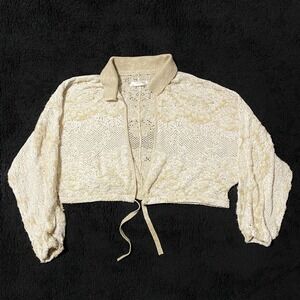 Anthropologie Crochet Knit Bolero Shrug Collared Cardigan